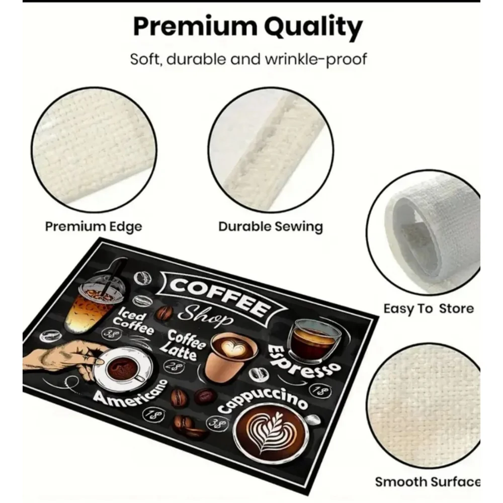 Coffee Shop Placemats, Black, 42x32cm